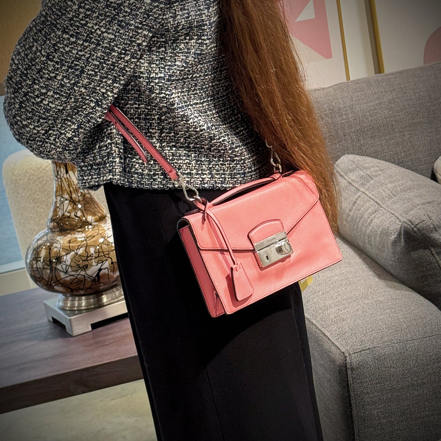 Prada Lux Sound Bag Tws Saffiano Mini Clutch Bag