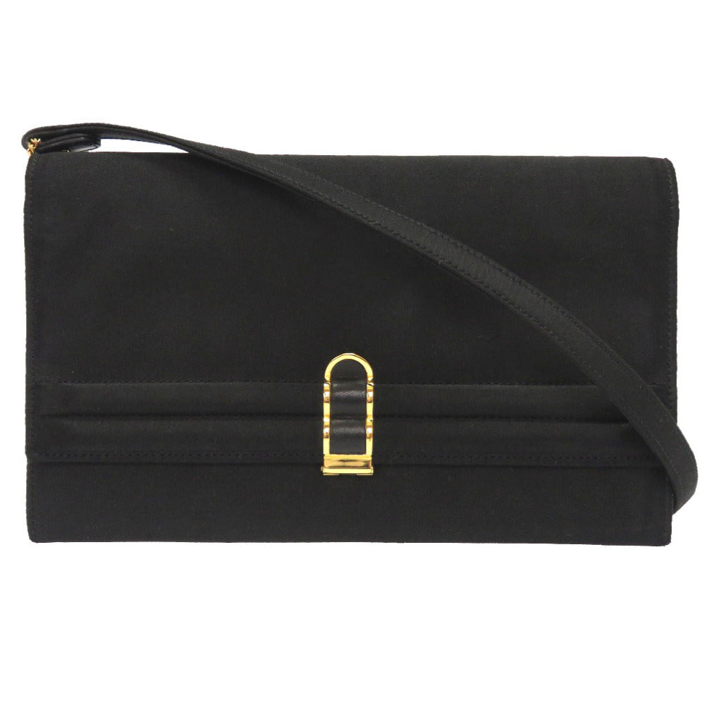Hermes Shoulder Bag Cooktail Women Satin Black