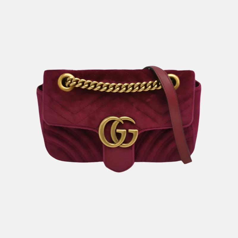 Gucci Marmont Velvet Pink Mini Flap Travel Bag Handbag 1