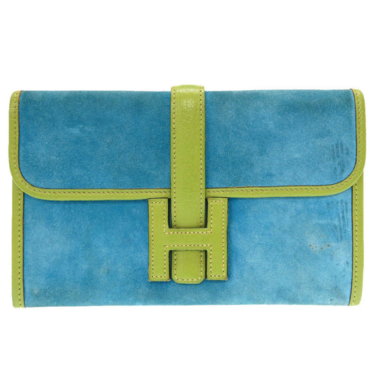 Hermes Clutch Bag Doblis Anise Jige Unisex Unisex Green Mini