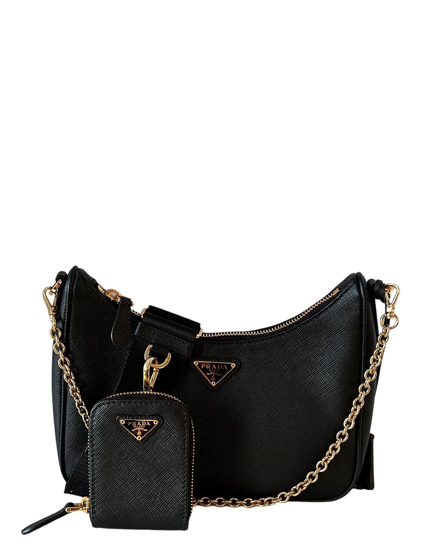 Prada Handbag Lux Re-Edition Crossbody Bag Leather Saffiano Black Shoulder Bag