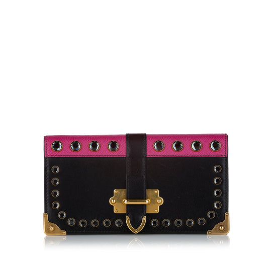 Prada Cahier Crossbody Bag Studded Leather Black Mini