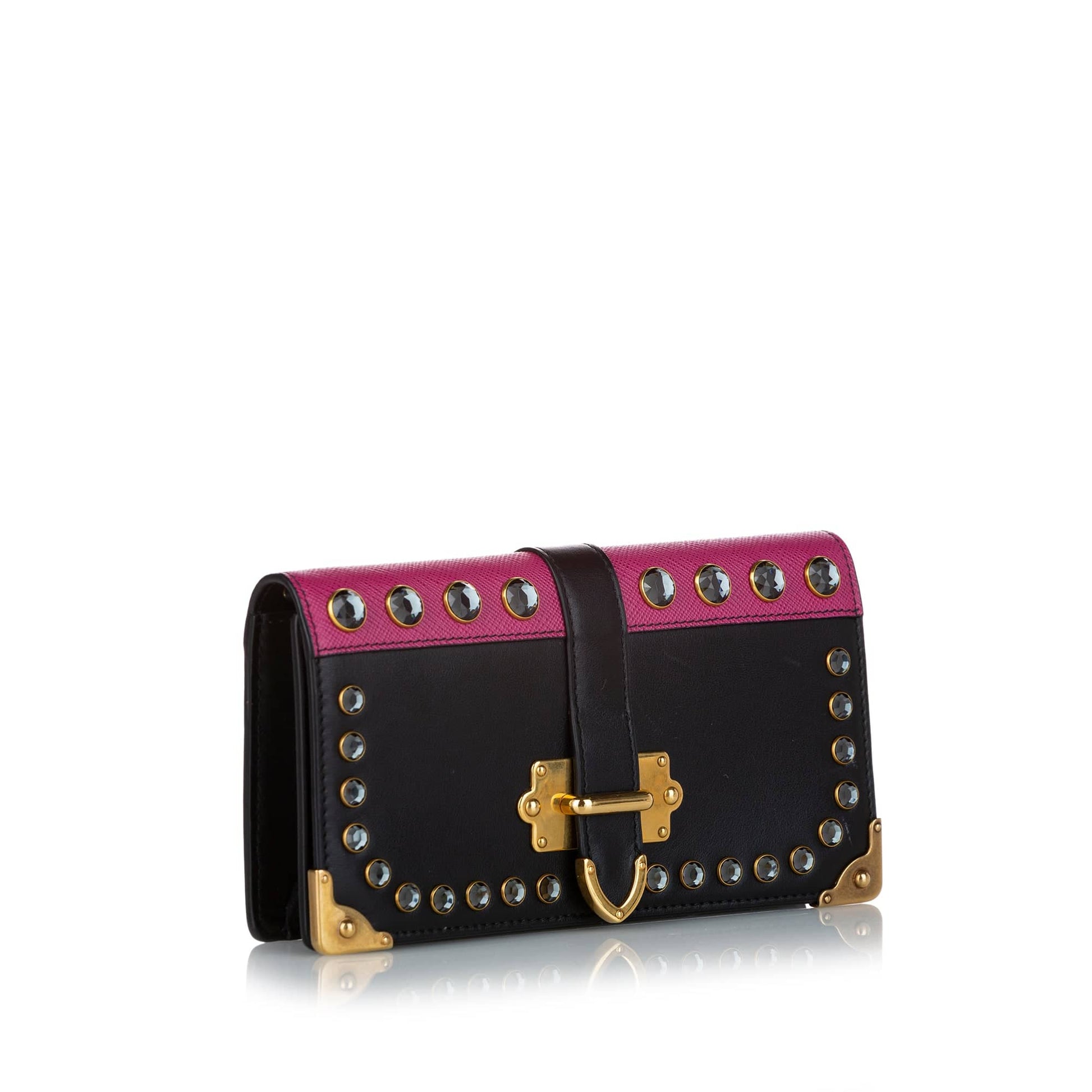 Prada Cahier Crossbody Bag Studded Leather Black Mini