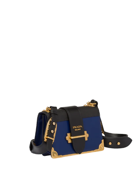 Prada Cahier Shoulder Bag Leather Blue