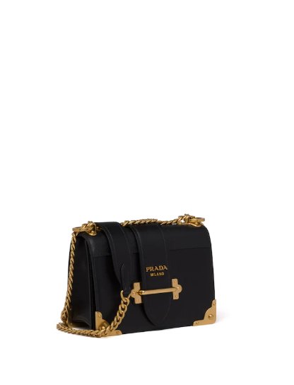 Prada Cahier Shoulder Bag Leather Black
