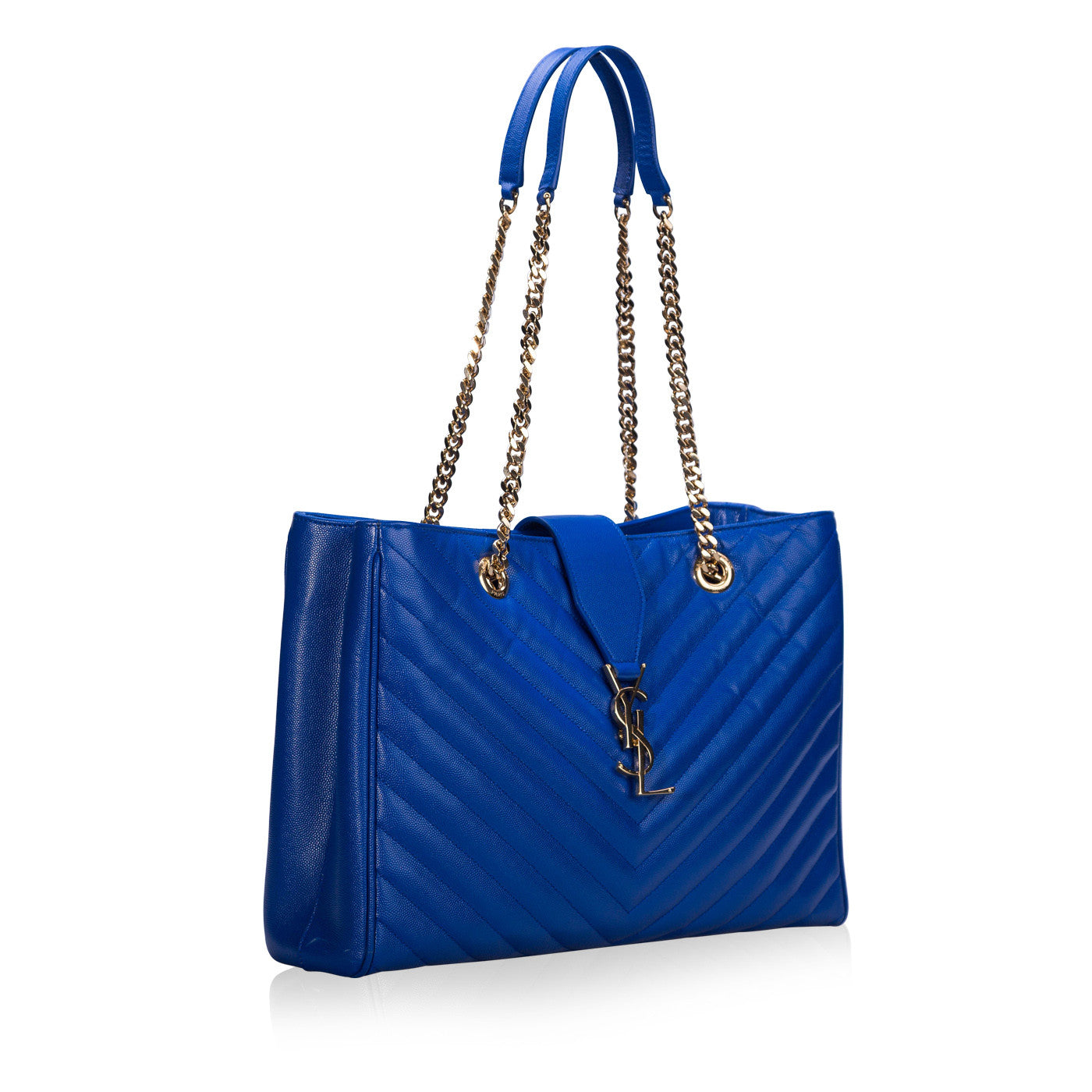 YSL Saint Laurent Grained Tote Leather Matelasse Shoulder Bag