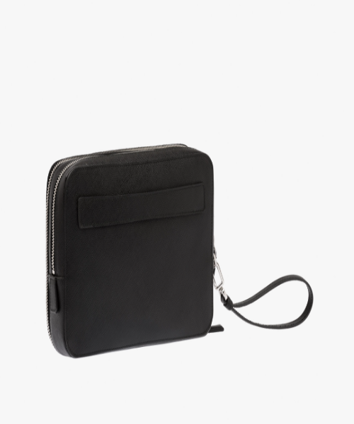 Prada Men Bag Leather Saffiano Black Travel Bag