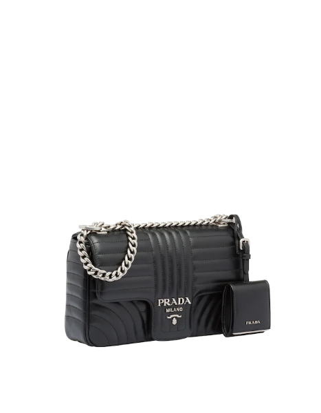 Prada Diagramme Bag Leather Black Medium Travel Bag