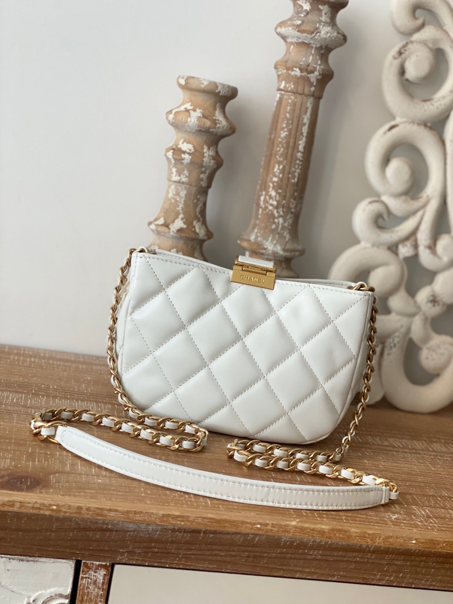 CHLSmall Hardware , ’s , White Gold Shoulder Bag