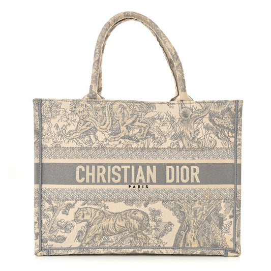 Dior Handbag Christian iviera Toile De Jouy Book Tote Canvas Gray Medium Tote Bag