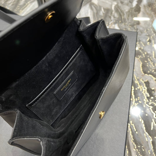 YSL Saint Laurent Charlie Shoudler 9.1in 23cm Black Medium Handbag