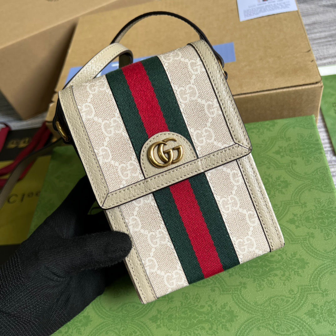 gg Ophidia gg Supreme 7in Canvas White Beige Mini Bag