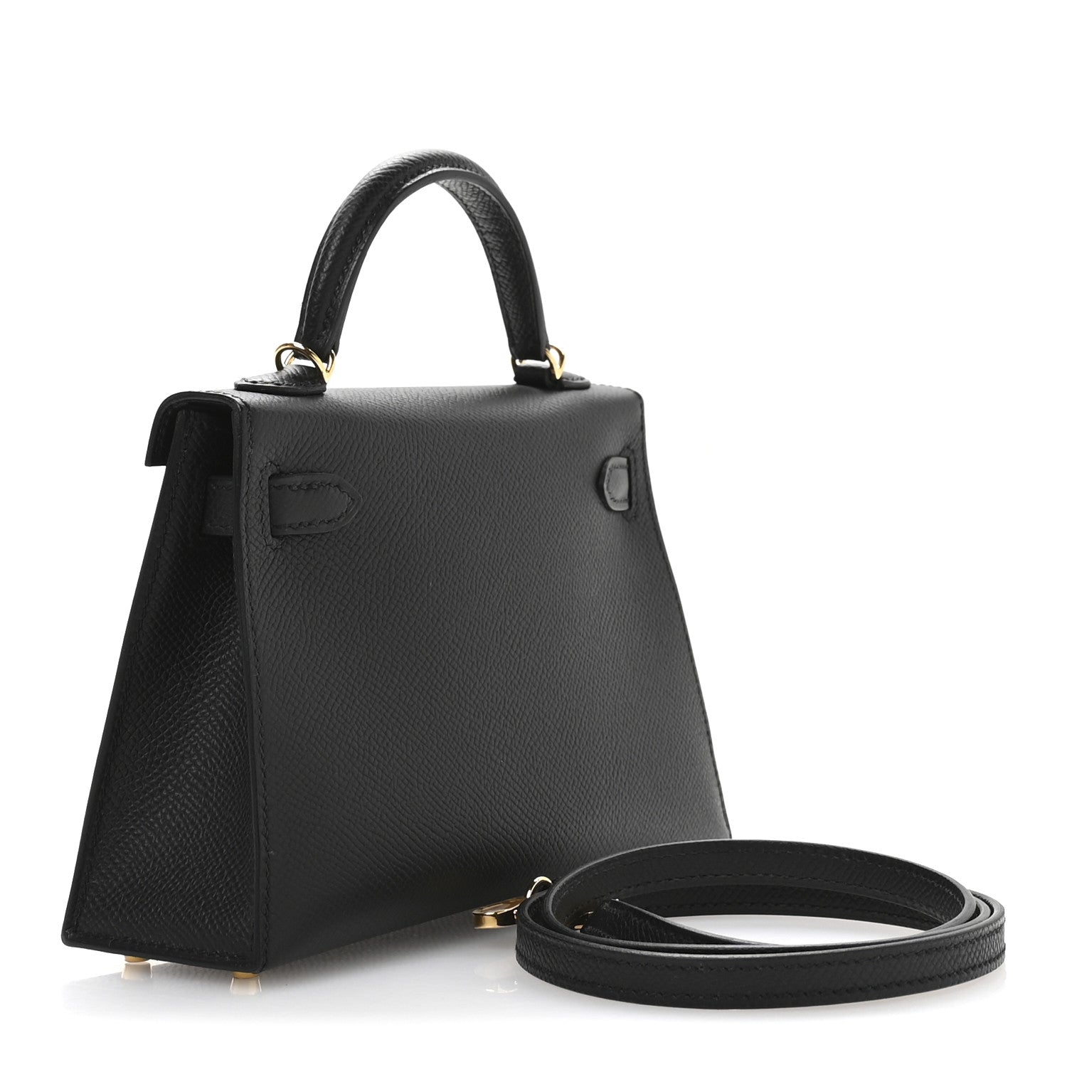 Hermes Epsom Kelly Sellier Handbag Black Mini Travel Bag 20 Black 1758243