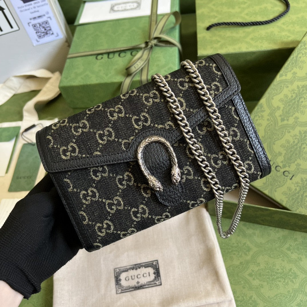 gg Dionysus gg Ivory gg Denim Black Mini Chain Mini Bag