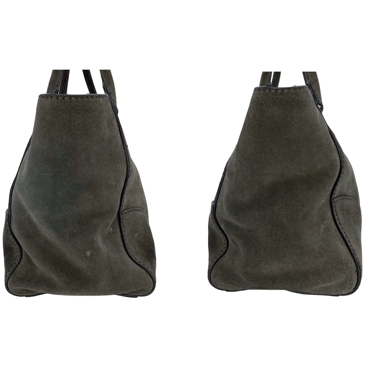 Prada Grey Twin Pocket Tote Suede Gray Tote Bag