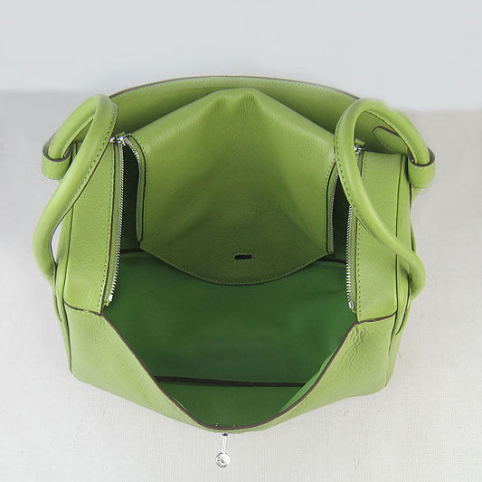 Hermes Luxury Lindy Cm Handbag Green Silver Travel Bag