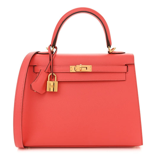 Hermes Epsom Kelly Sellier Rose Jaipur Handbag Travel Bag