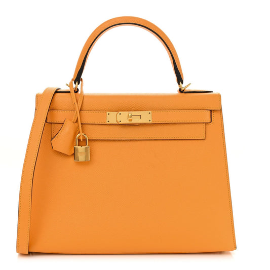 Hermes Epsom Horseshoe Kelly Sellier Jaune Or Etain Handbag Shoes
