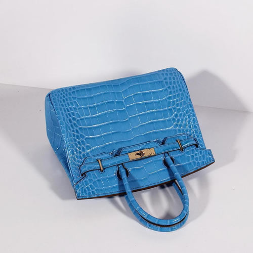 Hermes Luxury Birkin Cm Crocodile Bag With Strap Leather Blue Travel Bag