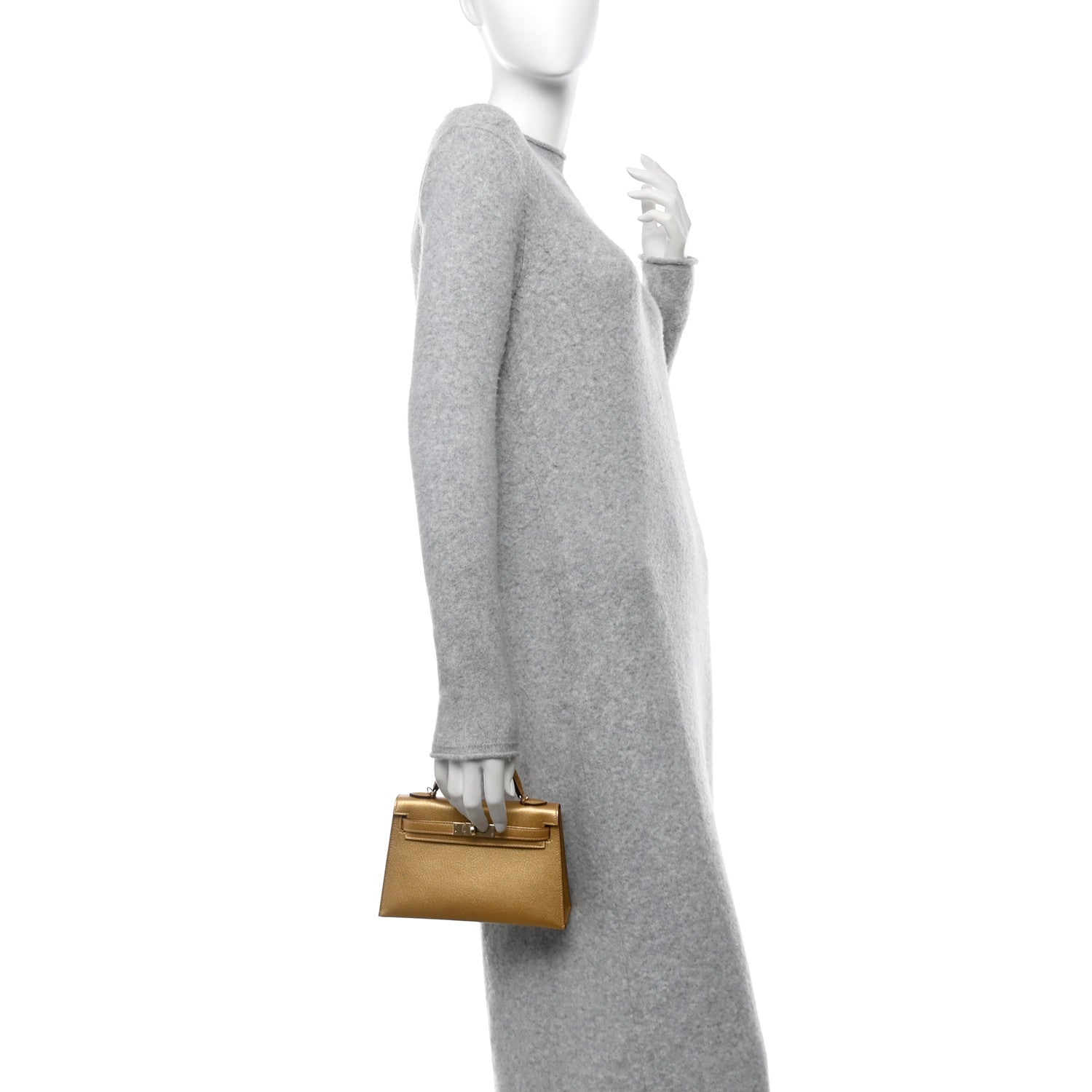 Hermes Metallic Chevre Chamkilight Kelly Sellier Dore Handbag Mini Travel Bag 20 Dore 1709949