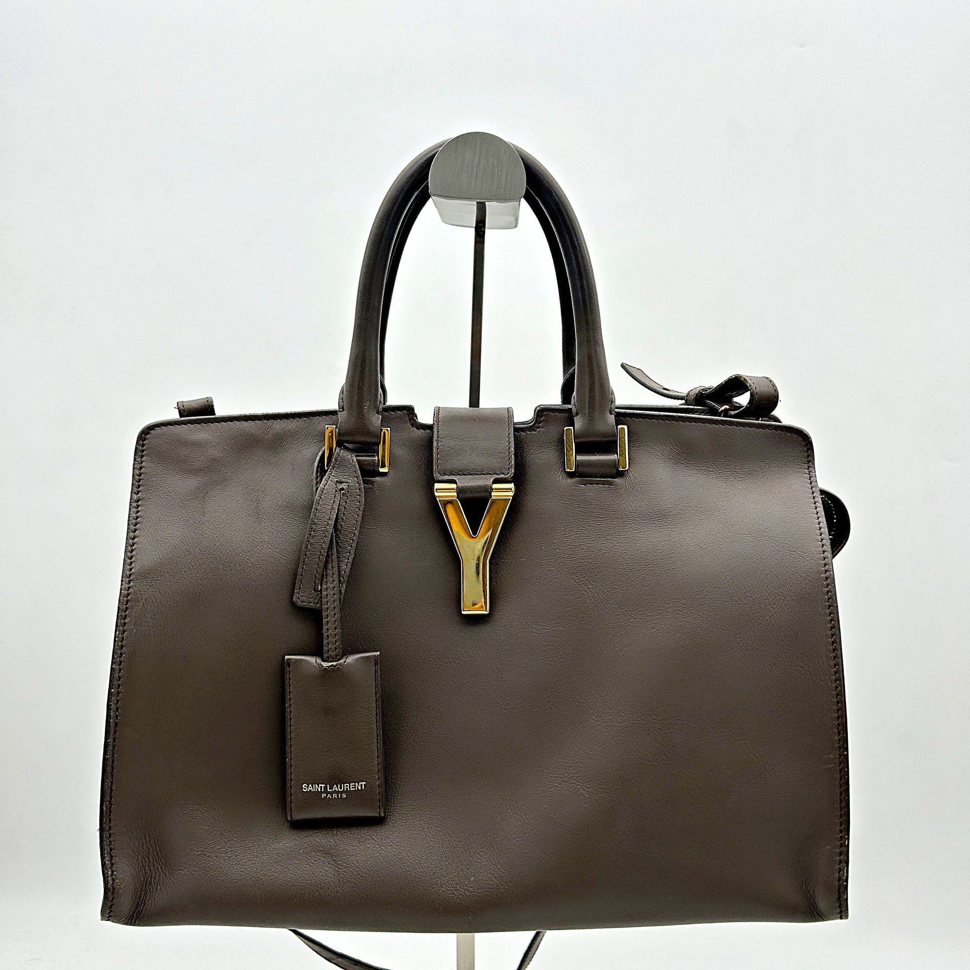 Calfskin Classic Y Cabas Grey Gray Small Handbag