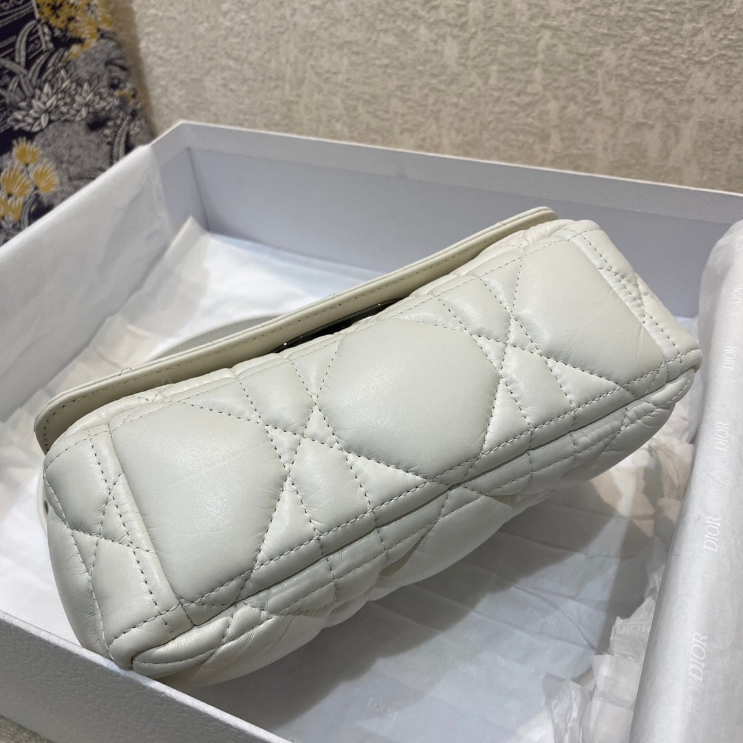 Caro Latte Matte Padded Macrocannage White Mini Crossbody Bag