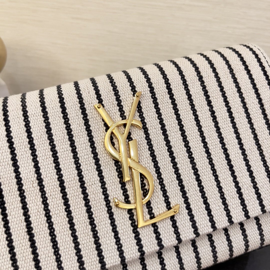 YSL Saint Laurent Kate 7.9in 20cm Canvas Small Chain Handbag