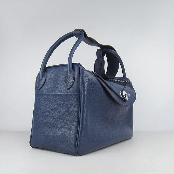 Hermes Luxury Lindy Ladies Lambskin Handbag Blue Travel Bag