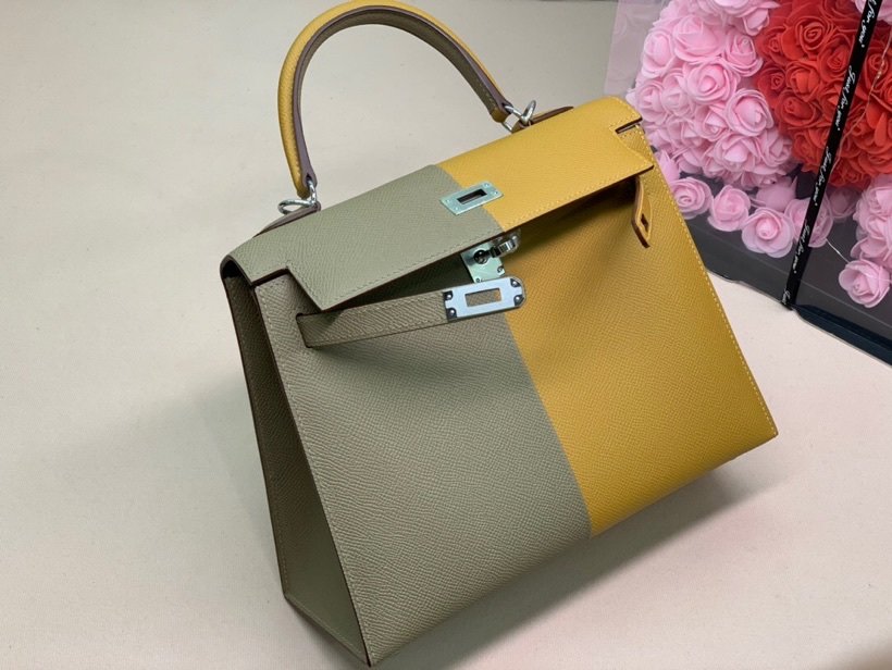 Top Quality Kelly Sellier Epsom Bag Grey Shoulder Bag