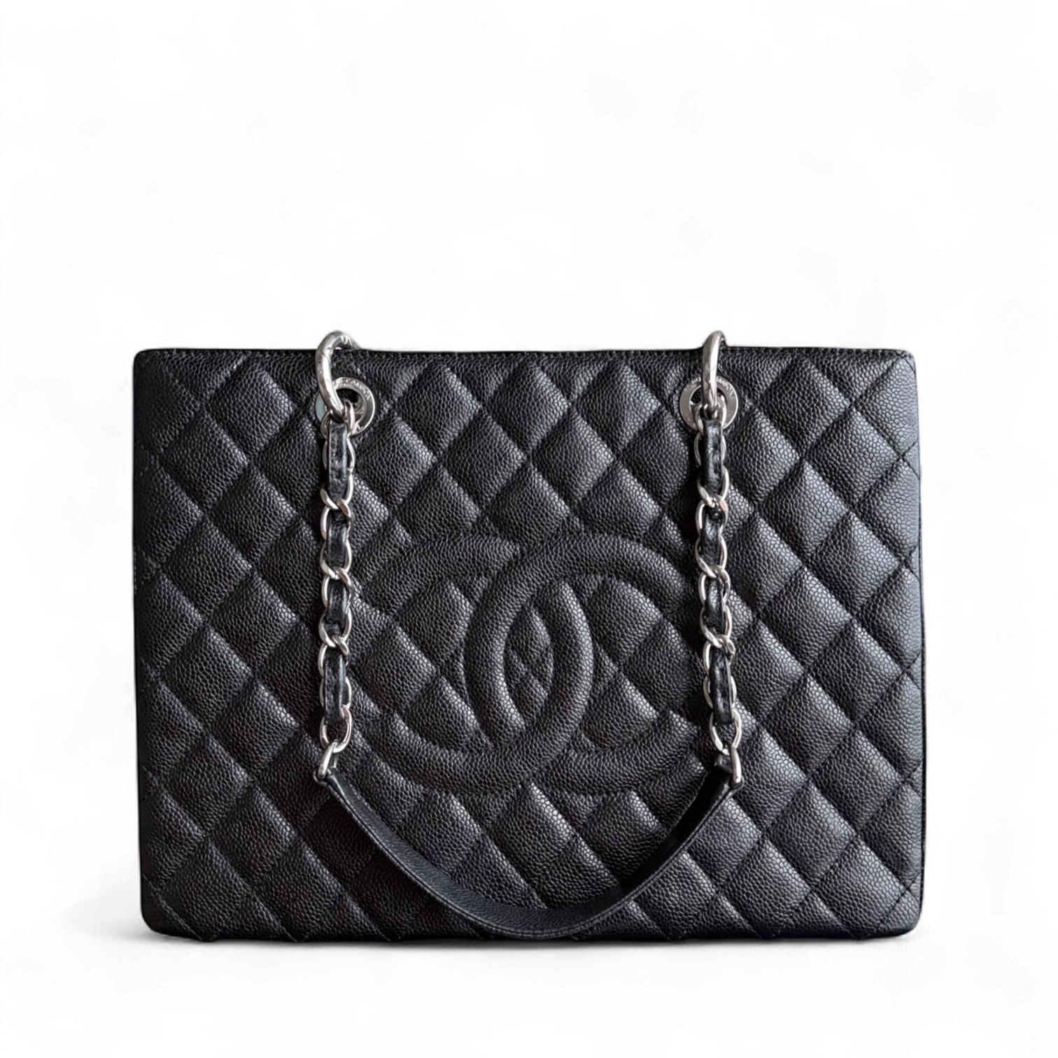 Chanel GST Grand Shopping Tote - Caviar Grained Quilted Black Tote Bag