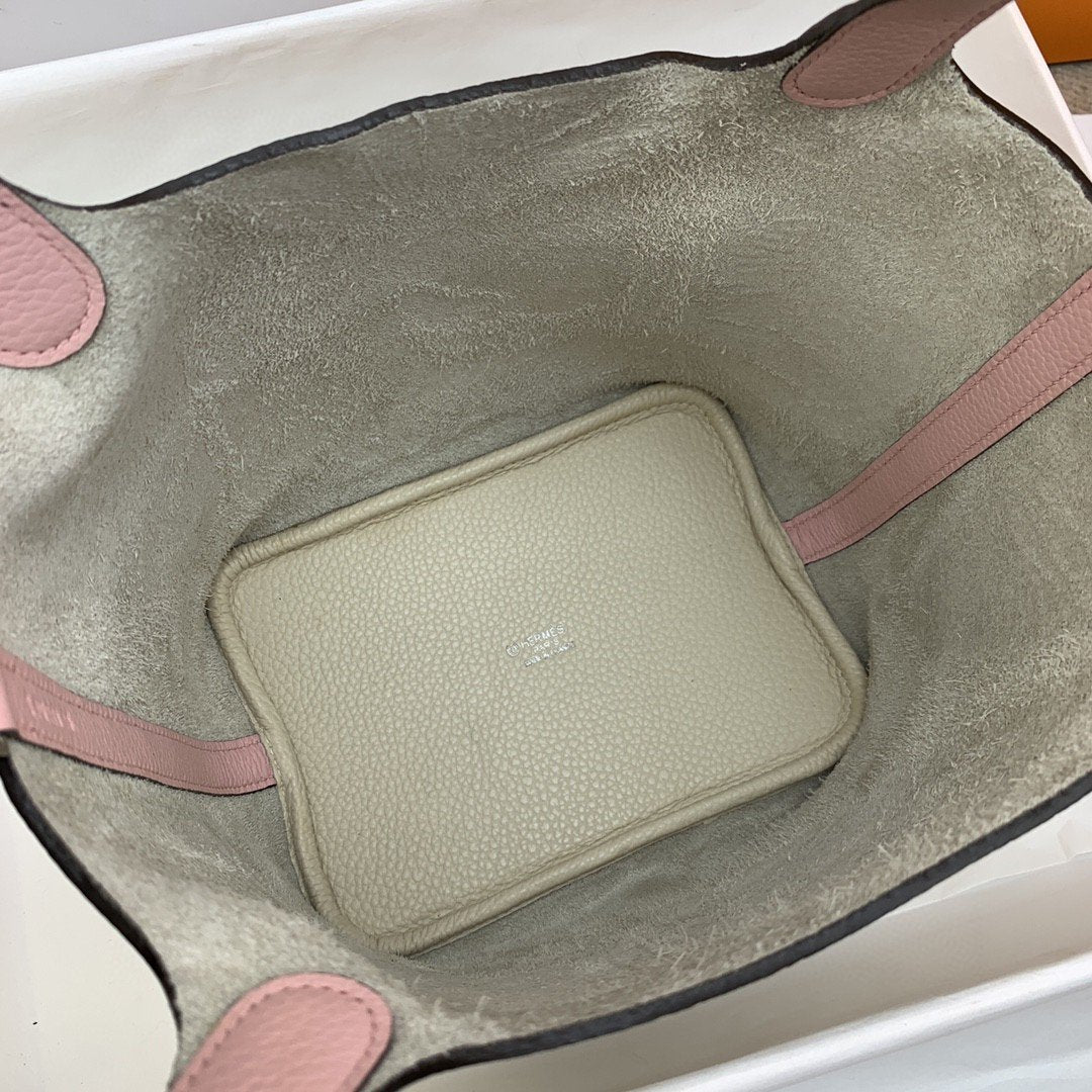 Top Quality Picotin Lock Bag With Sitop Beige Pink Travel Bag
