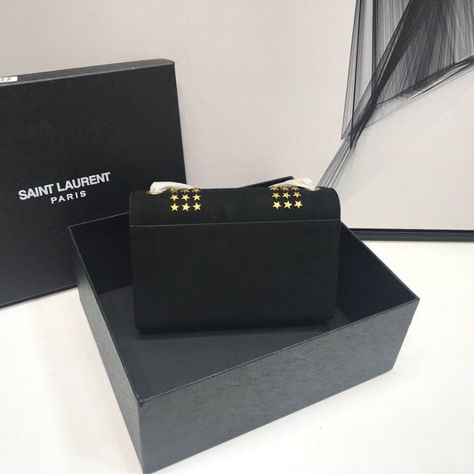 YSL Saint Laurent Kate 7.8in 20cm Grain De Poudre Black Small Chain Handbag