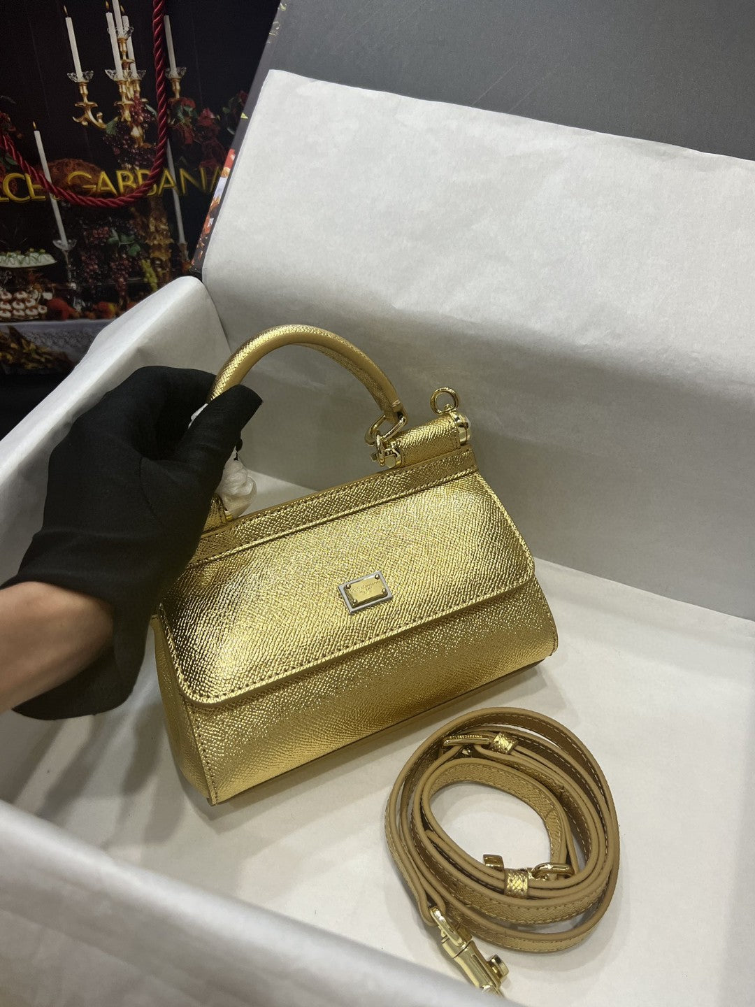 Sicily Dauphine Top Qualityã Gold Small Travel Bag