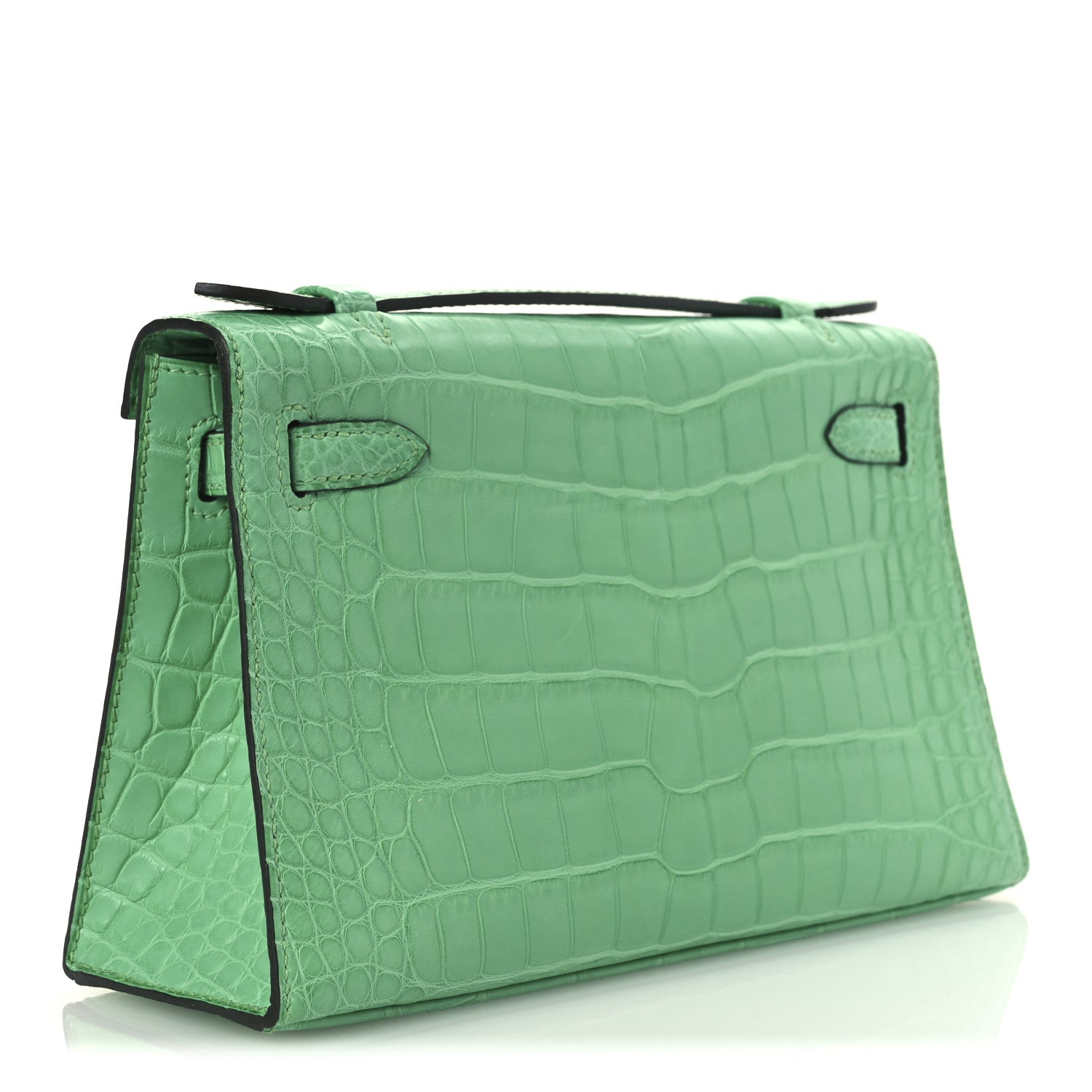 Hermes Matte Alligator Kelly Pochette Vert Comics Handbag Travel Bag