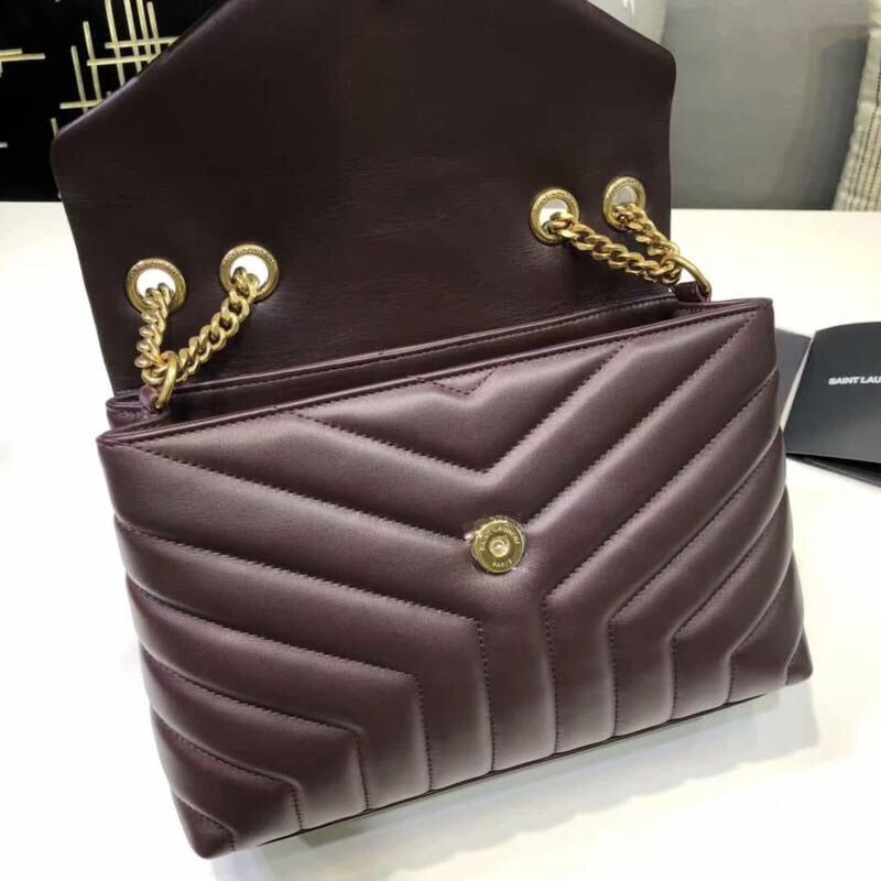 YSL Saint Laurent Loulou MatelassÃ© "Y" Burgundy 9.8in Small Chain Handbag Ysl 494699Dv7276475