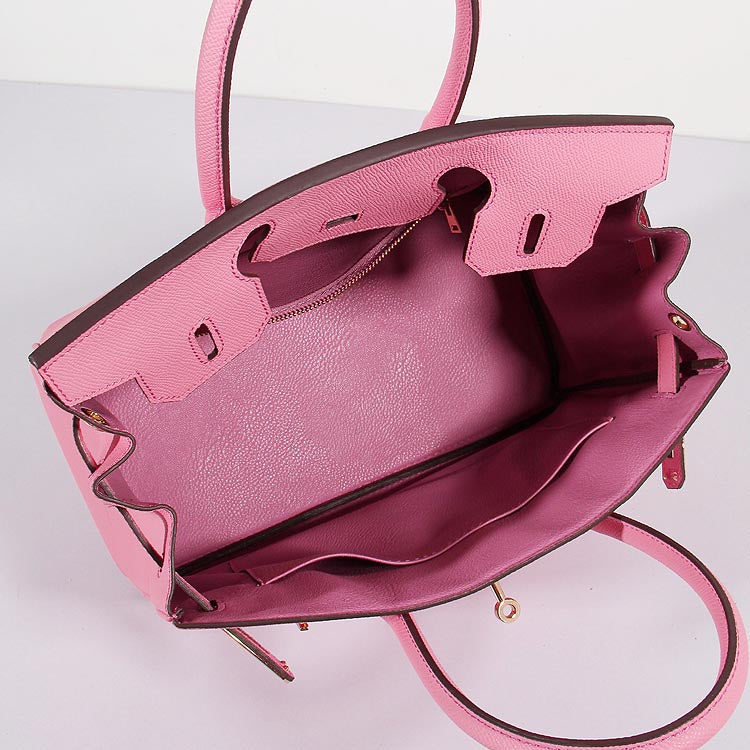 Hermes Luxury Cm Birkin Bag Epsom With Strap Leather Pink Travel Bag