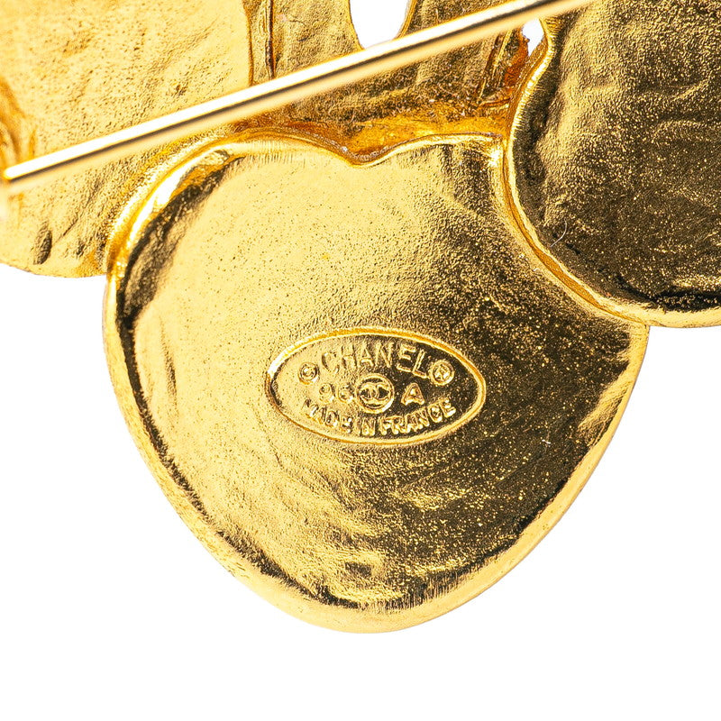 Chanel Gold Plated Coco Mark Clover Motif Brooch