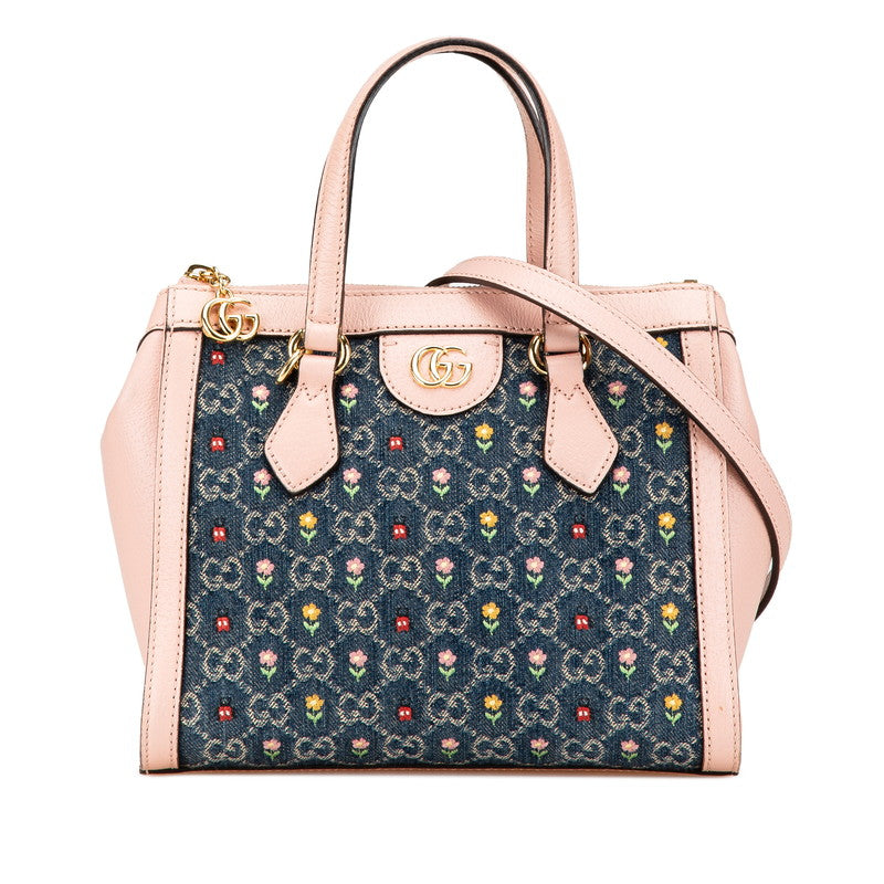 Gucci Ophidia Flower Embroidery 2Way Bag Japan Exclusive Leather Denim Travel Bag