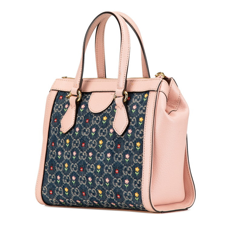 Gucci Ophidia Flower Embroidery 2Way Bag Japan Exclusive Leather Denim Travel Bag