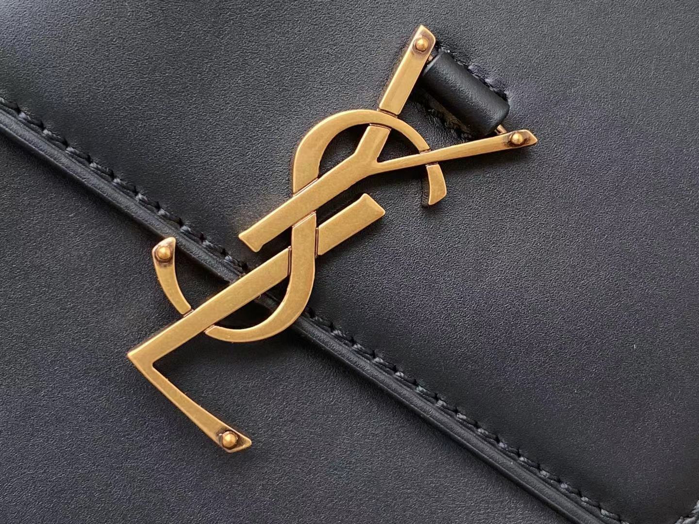 YSL Saint Laurent Kaia North South Vegetable Tanned Black Gold Satchel Bag