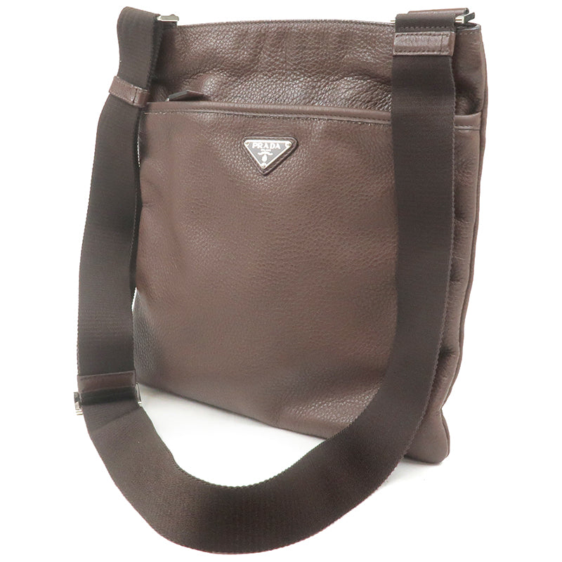 Prada Prada Leather Shoulder Bag Purse Brown 34643 3