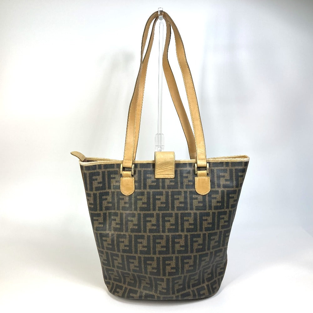 Fendi Tote Bag Pvc Zucca Pattern Leather Brown