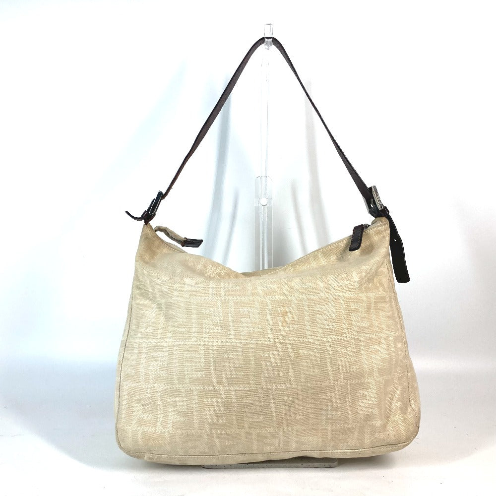 Fendi Shoulder Bag Zucca Mamma Women Leather Canvas Beige