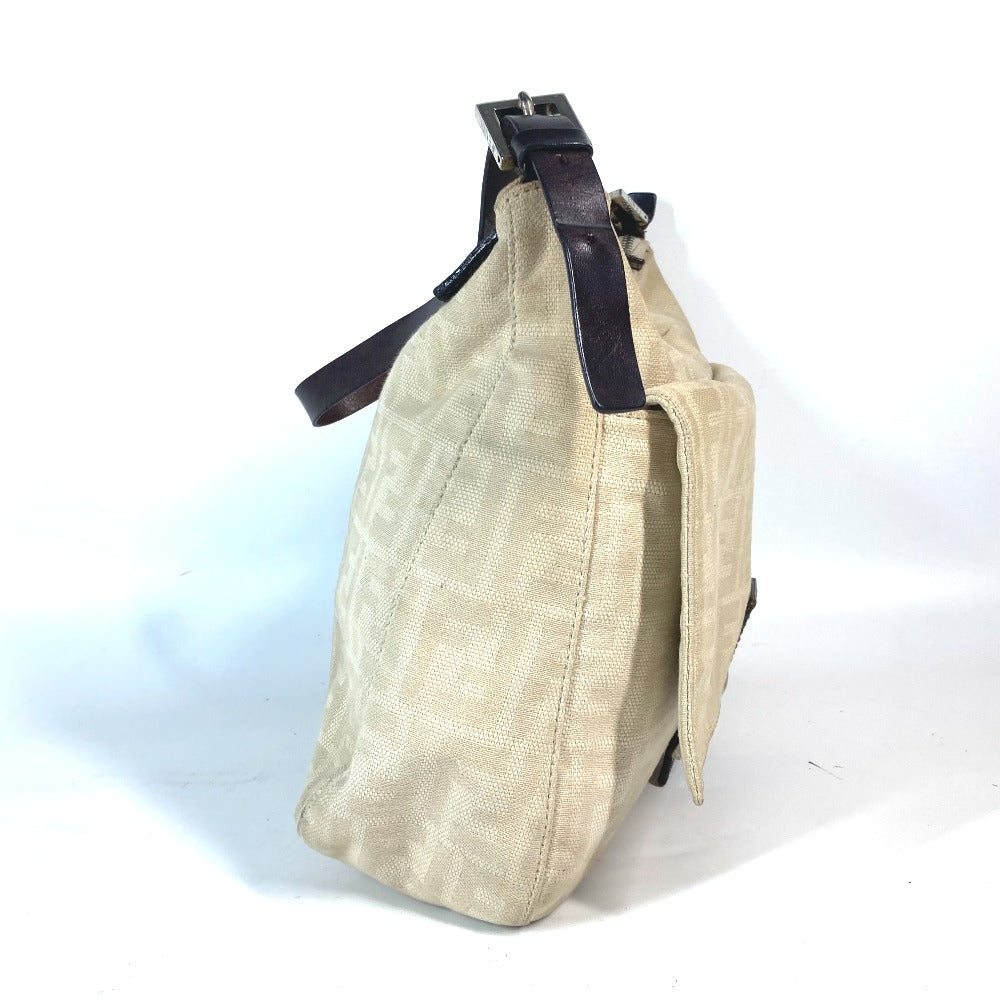 Fendi Shoulder Bag Zucca Mamma Women Leather Canvas Beige