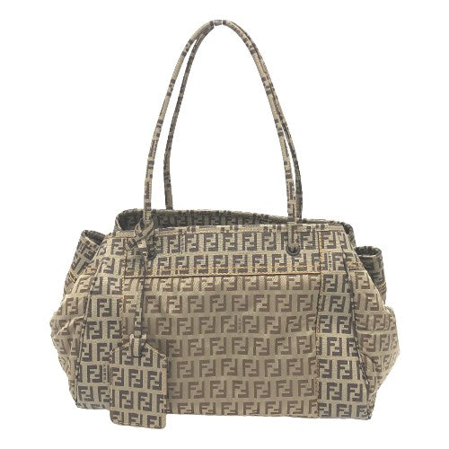 Fendi Handbag 8Bn174 Pvc Zucchino Nylon Beige Travel Bag