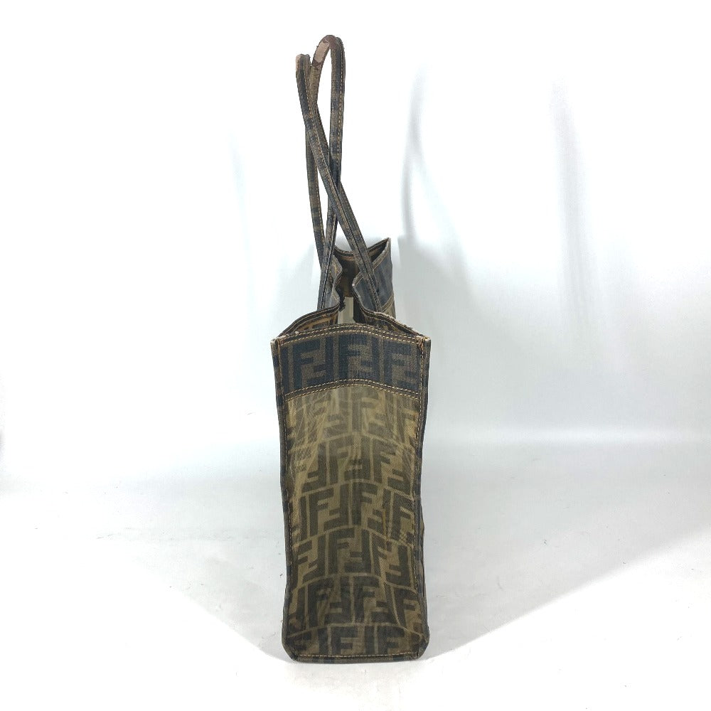 Fendi Shoulder Bag Coated Mesh Bag Beach Bag Zucca Leather Brown