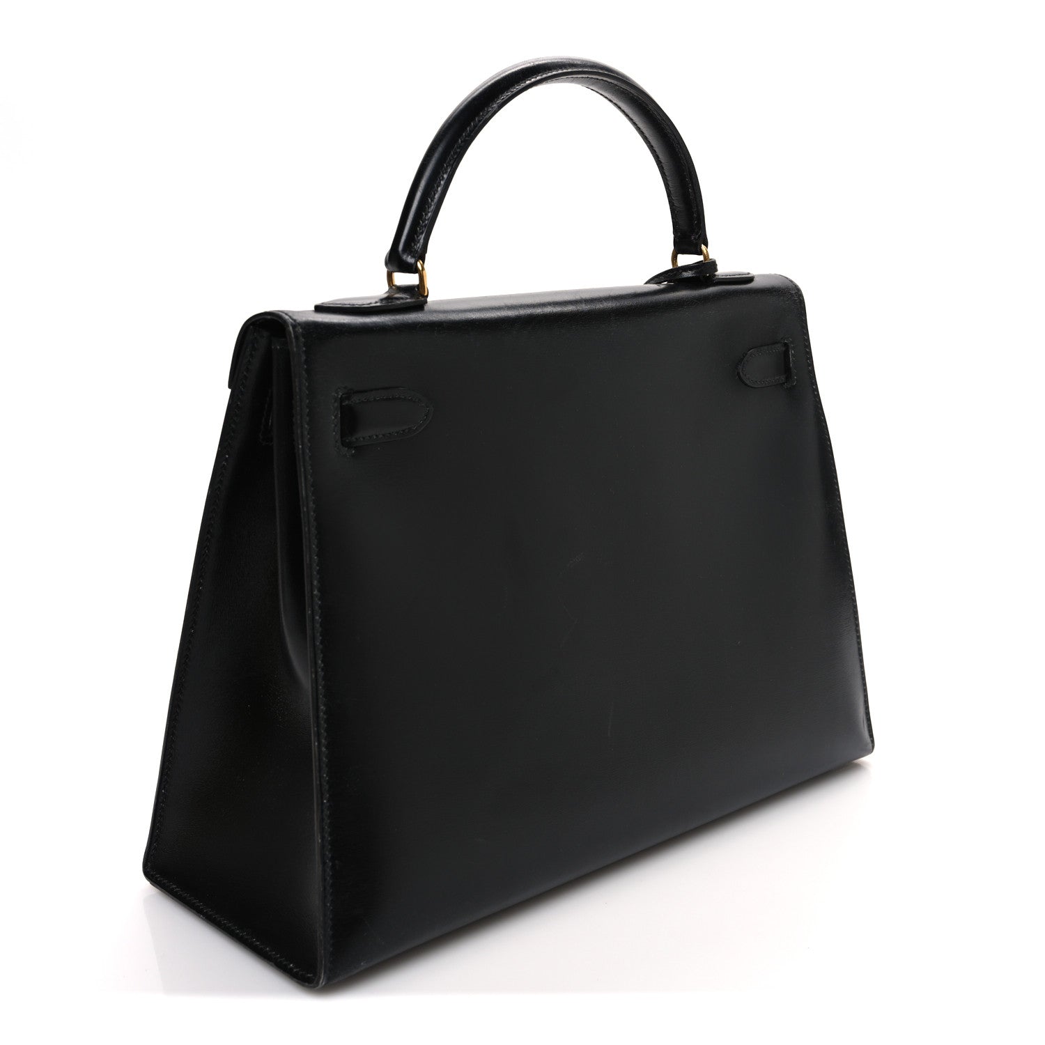 Hermes Box Kelly Sellier Handbag Black Travel Bag 32 Black 1752407