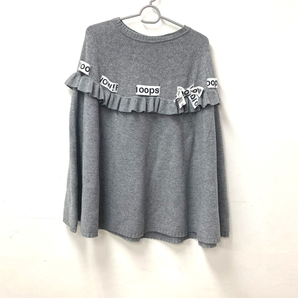 Fendi Poncho Wool Rayon Ribbon Frill Women Handbag Gray Logo Travel Bag