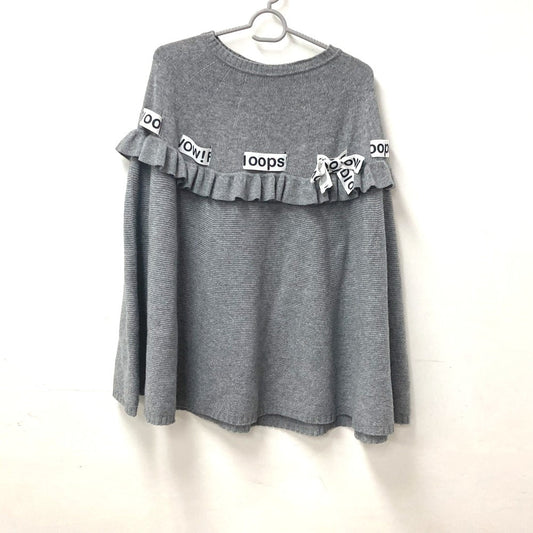 Fendi Poncho Wool Rayon Ribbon Frill Women Handbag Gray Logo Travel Bag