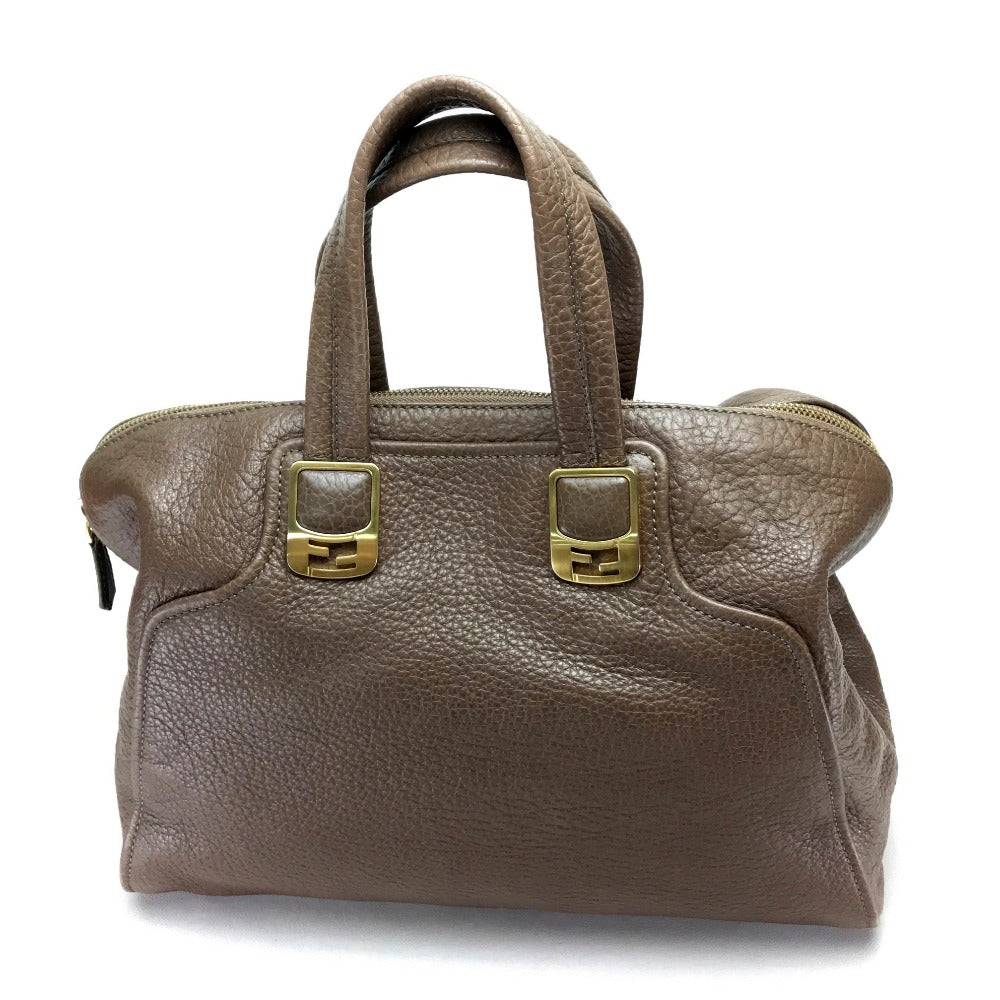 Fendi Handbag 8Bl110 Men Women Chameleon Unisex Unisex Leather Brown Travel Bag